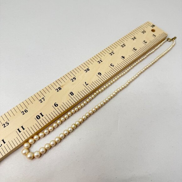 Marvella Graduated Imitation Pearl Necklace Long Length Signed Gold-Tone Clasp - Picture 8 of 8